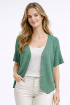 Lurex Short Sleeve Cardigan - Charming Charlie