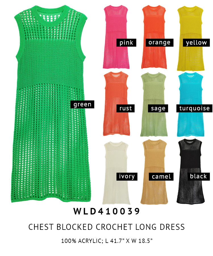 Chest Blocked Crochet Long Dress - Charming Charlie