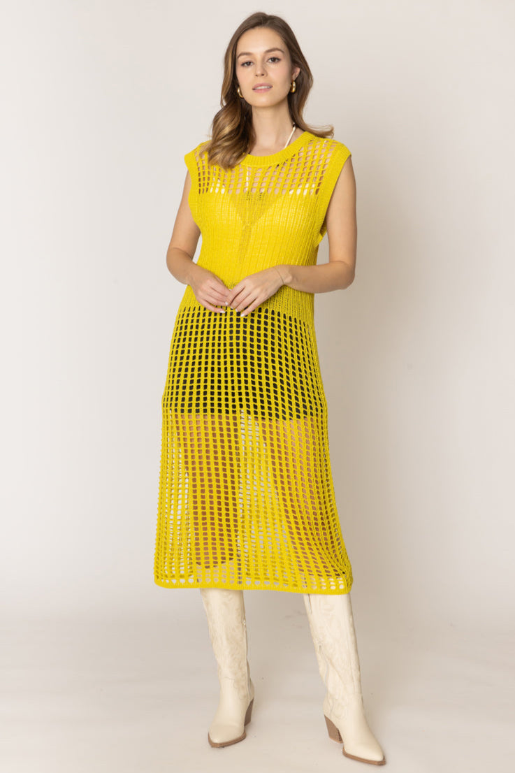 Chest Blocked Crochet Long Dress - Charming Charlie