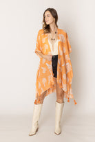 Two Tone Print Lurex Kimono - Charming Charlie