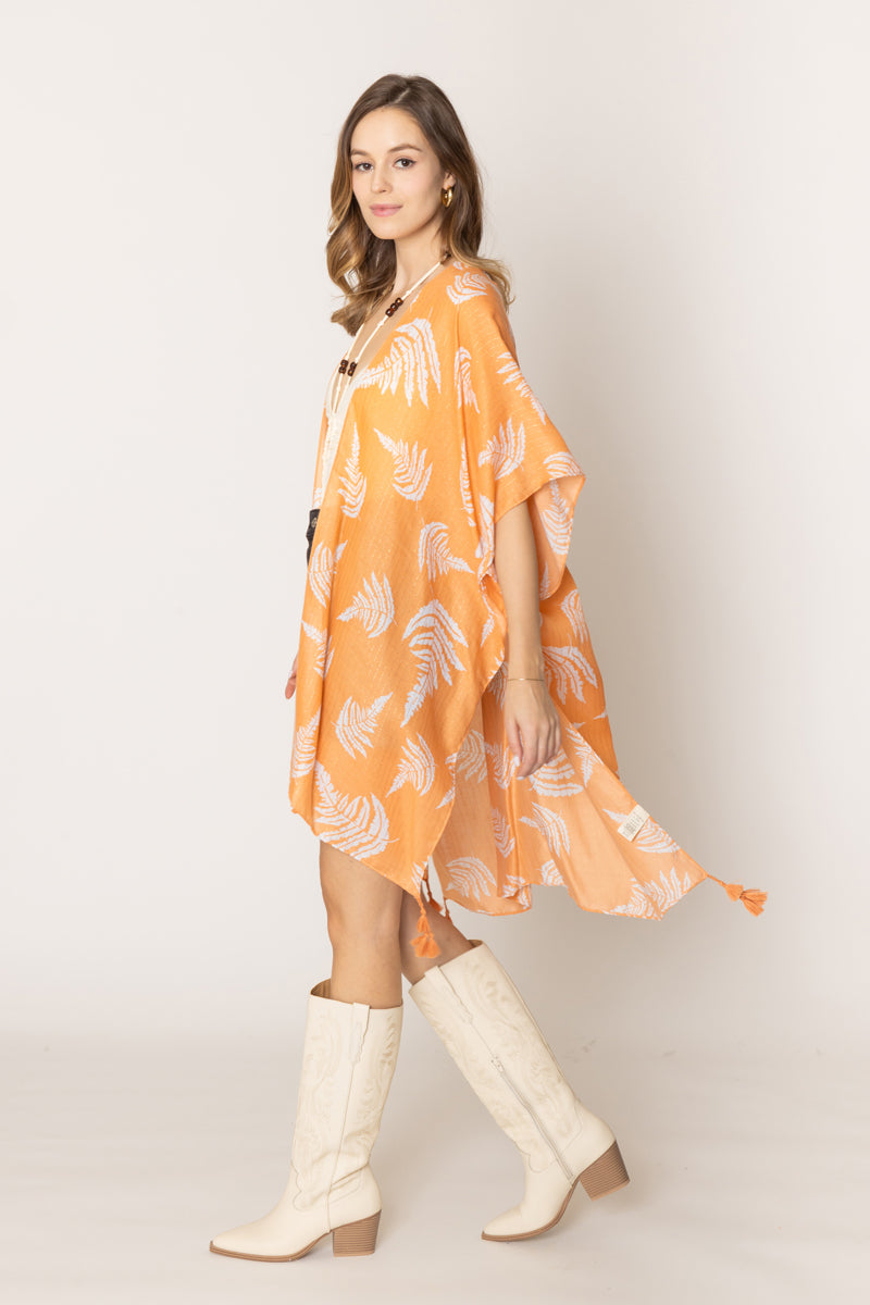 Two Tone Print Lurex Kimono - Charming Charlie