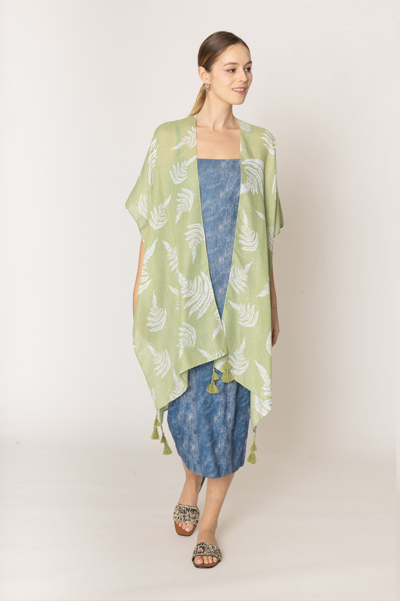 Two Tone Print Lurex Kimono - Charming Charlie