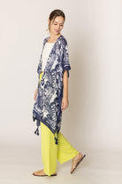 Two Tone Print Lurex Kimono - Charming Charlie