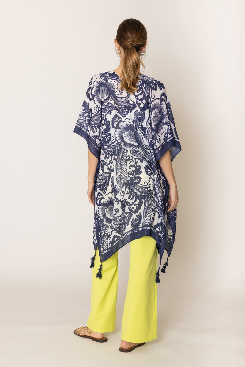 Two Tone Print Lurex Kimono - Charming Charlie