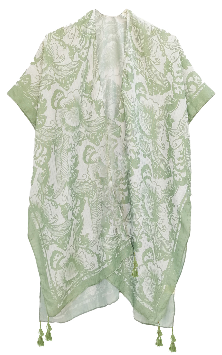 Two Tone Print Lurex Kimono - Charming Charlie