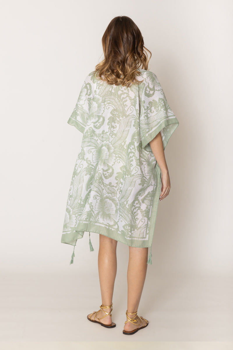 Two Tone Print Lurex Kimono - Charming Charlie