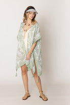 Two Tone Print Lurex Kimono - Charming Charlie