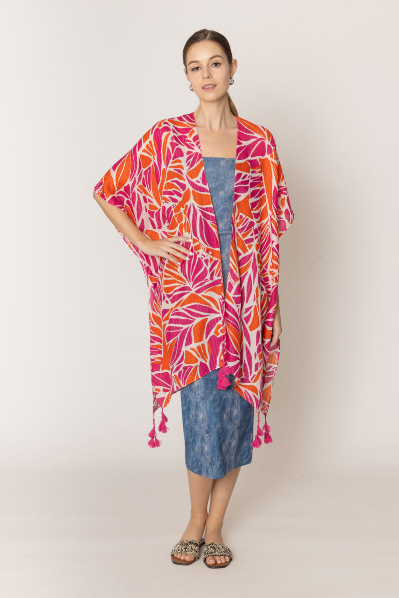 Floral Print Lurex Kimono - Charming Charlie