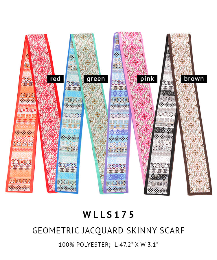 Geometric Jacquard Print Skinny Scarf - Charming Charlie