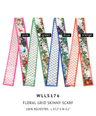 Floral Grid Skinny Scarf - Charming Charlie