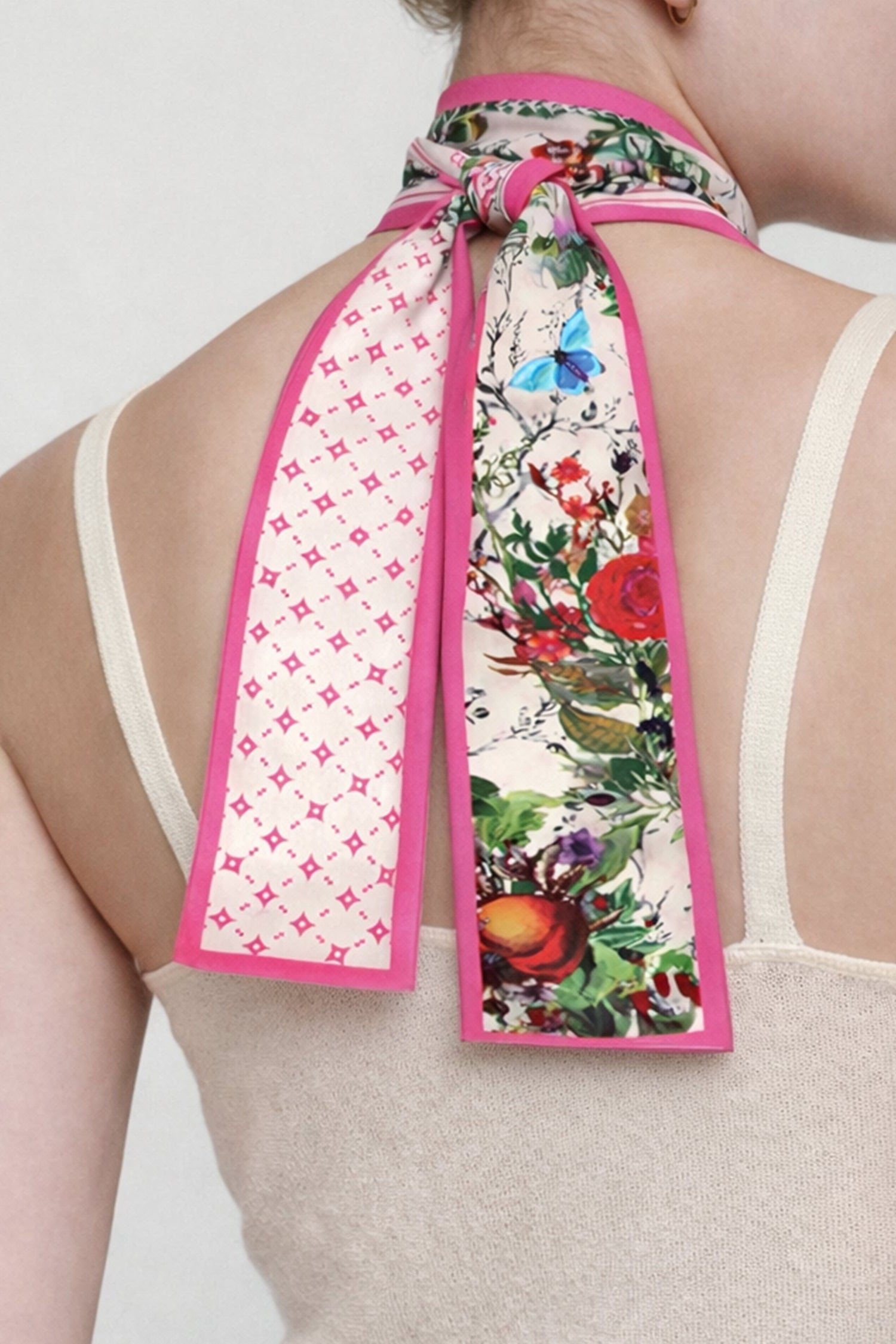 Floral Grid Skinny Scarf - Charming Charlie