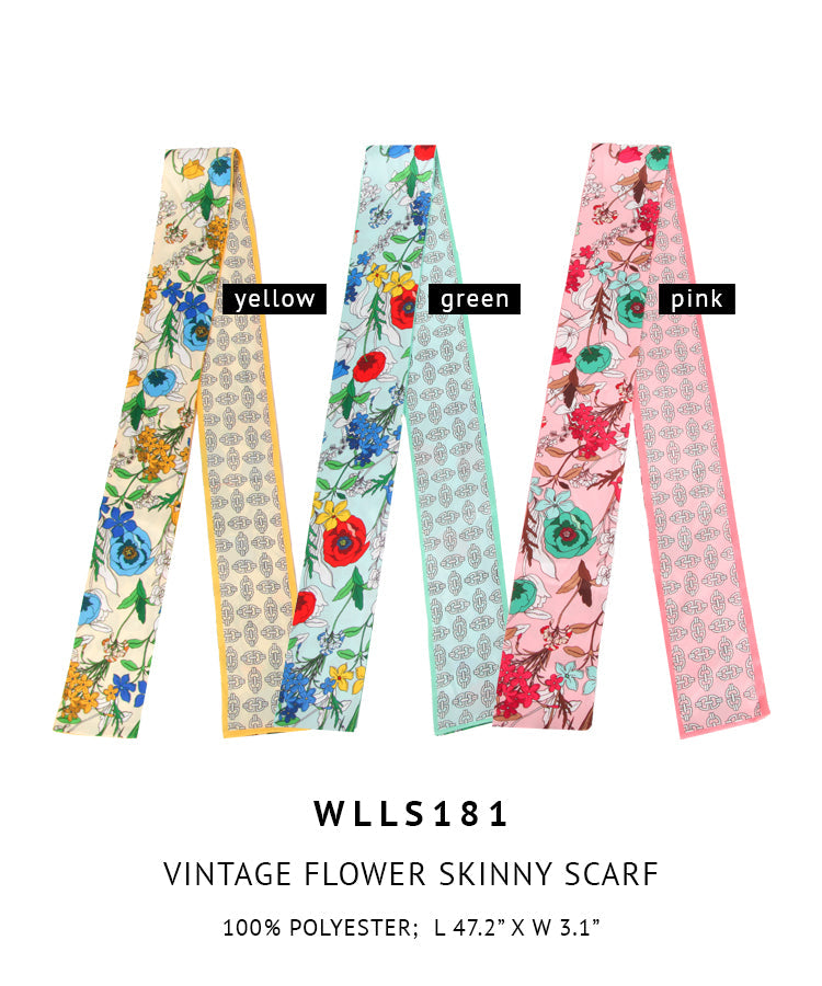 Vintage Flower Skinny Scarf - Charming Charlie