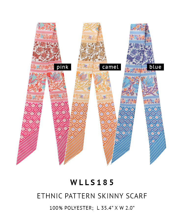 Ethnic Pattern Skinny Scarf - Charming Charlie