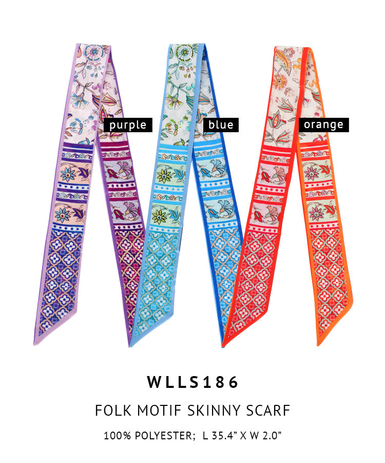 Folk Motif Skinny Scarf - Charming Charlie