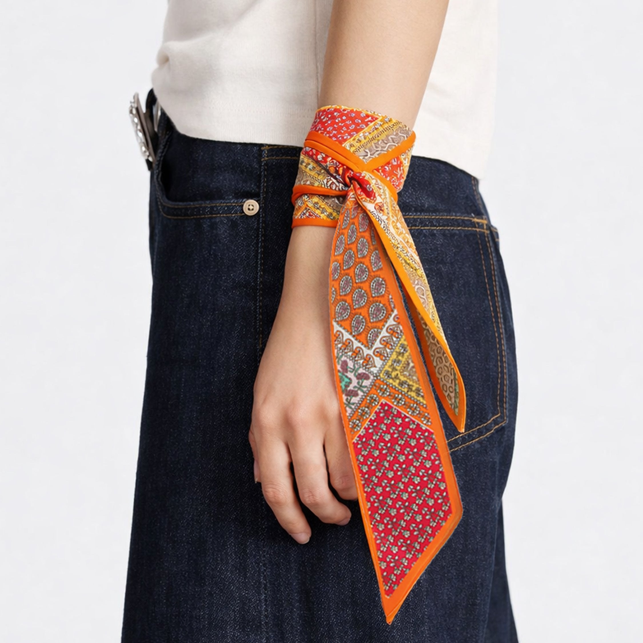 Patchwork Pattern Skinny Scarf - Charming Charlie