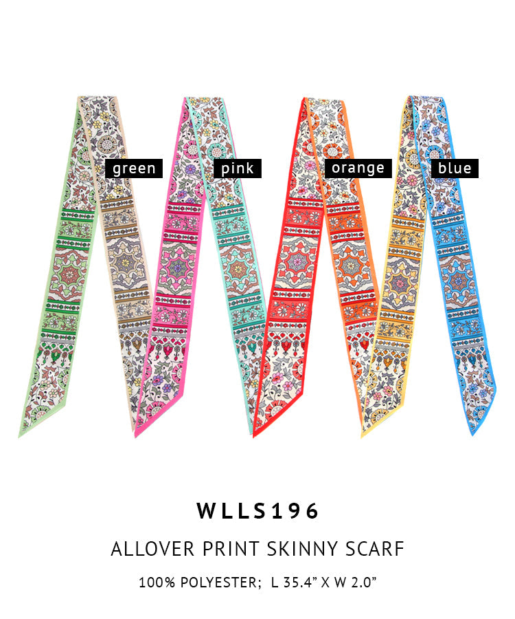 Allover Print Skinny Scarf - Charming Charlie