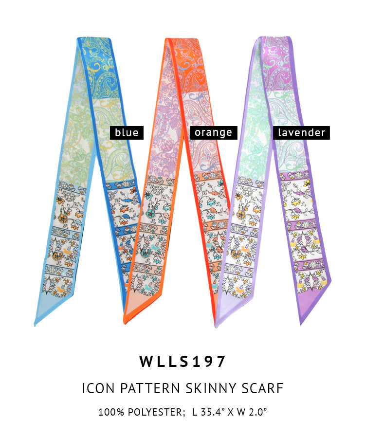Icon Pattern Skinny Scarf - Charming Charlie