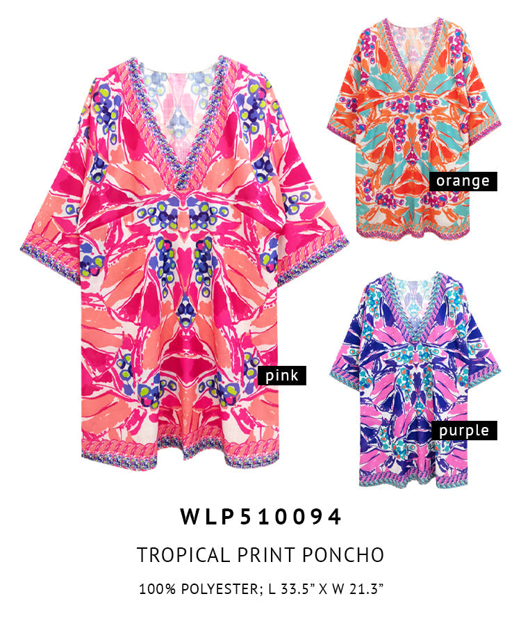 Tropical Print Poncho - Charming Charlie