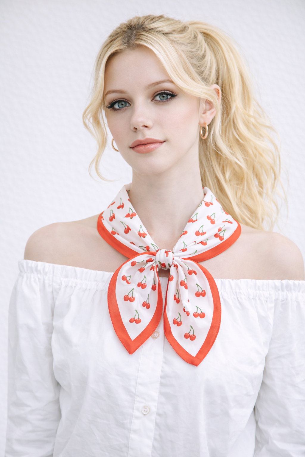 Cherry Print Square Scarf - Charming Charlie