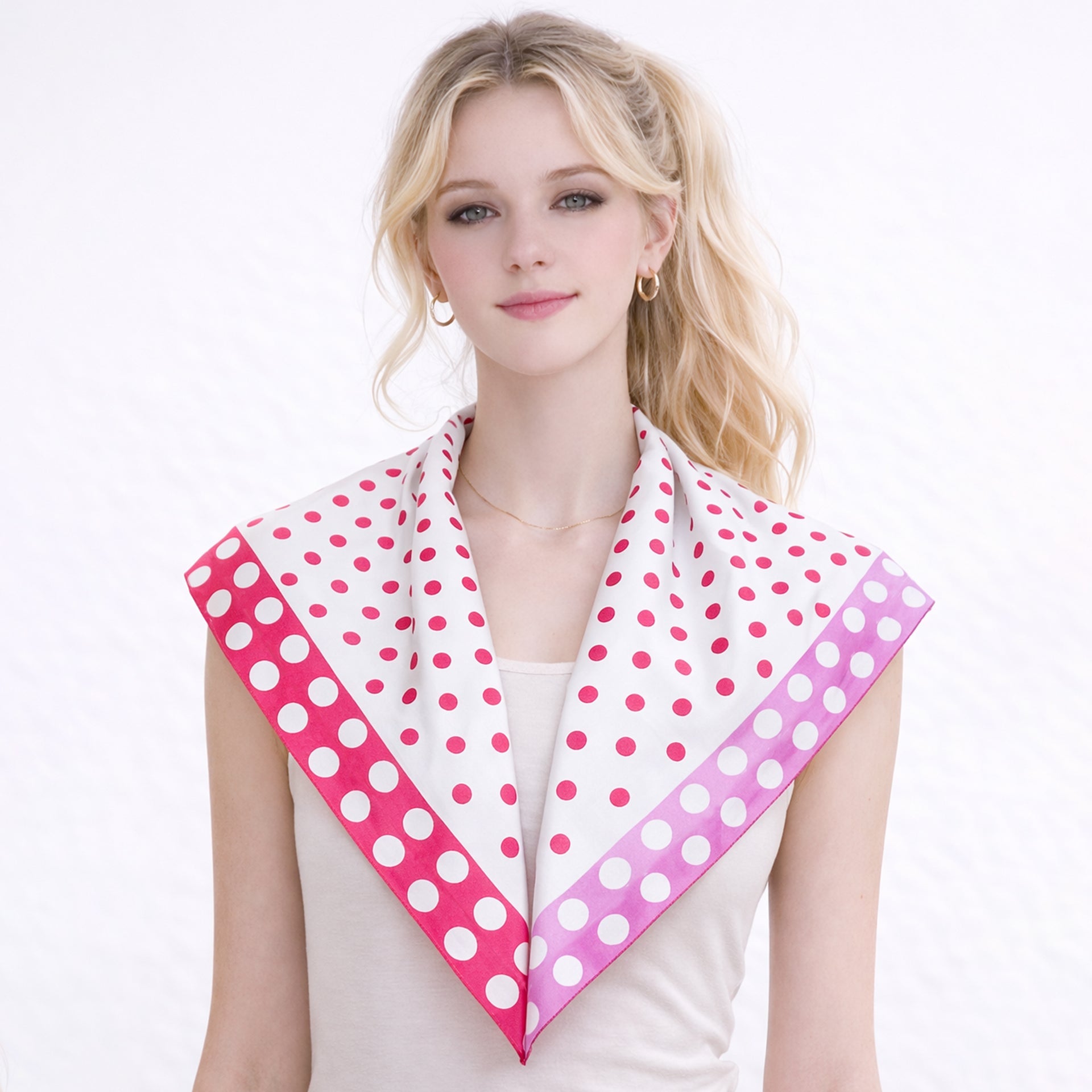 Polka Dot Border Print Square Scarf - Charming Charlie