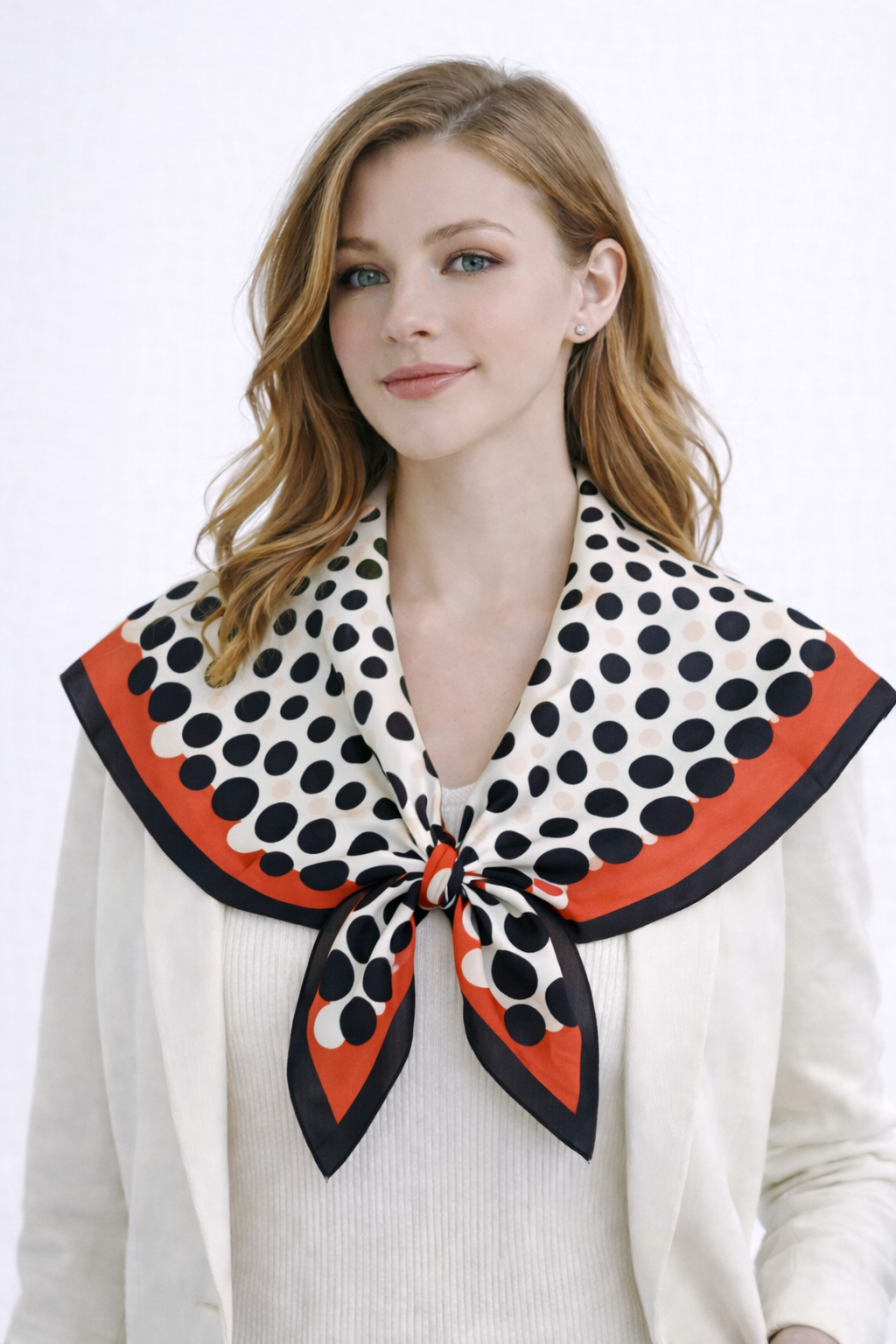 Polka Dot Border Print Square Scarf - Charming Charlie