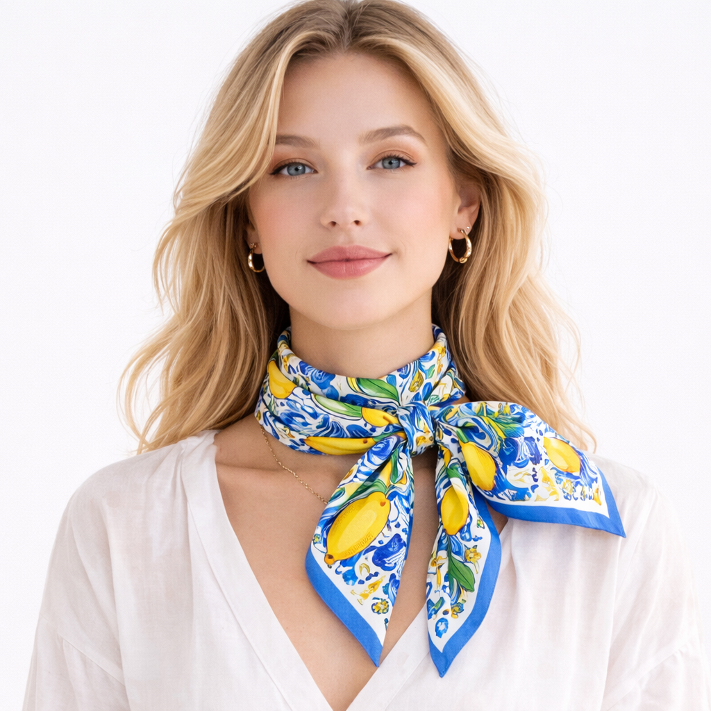 Lemon Print Square Scarf - Charming Charlie