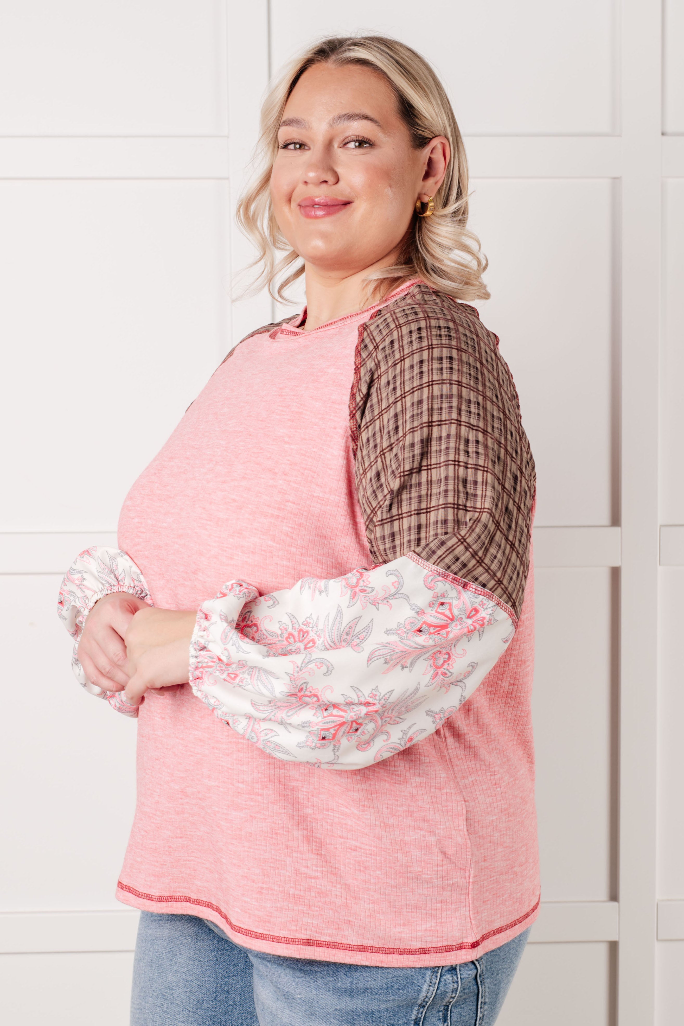 Walk for Miles Floral Color Block Top - Charming Charlie
