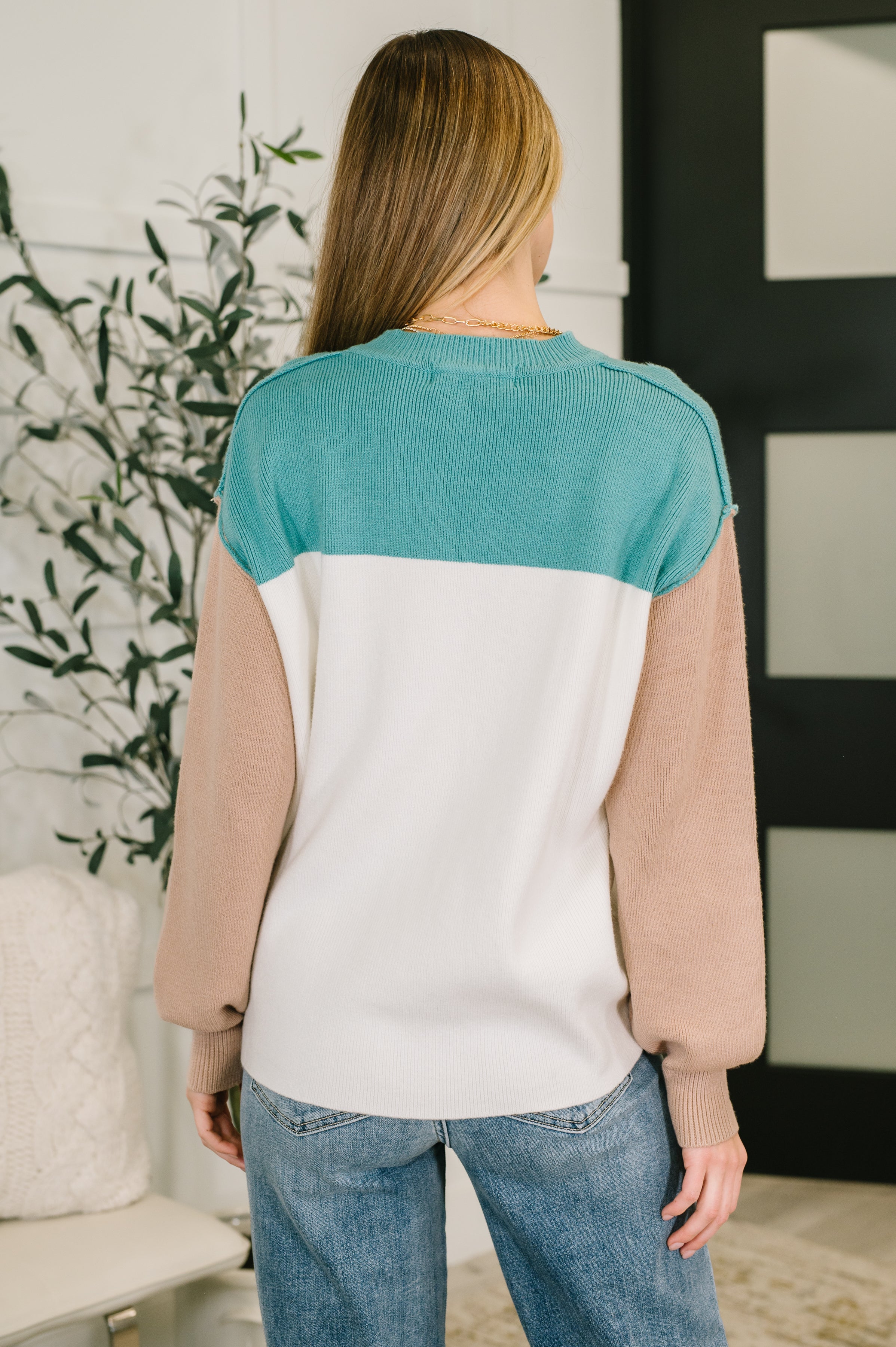 Walk in Central Park Ribbed Knit Color Block Pullover - Charming Charlie