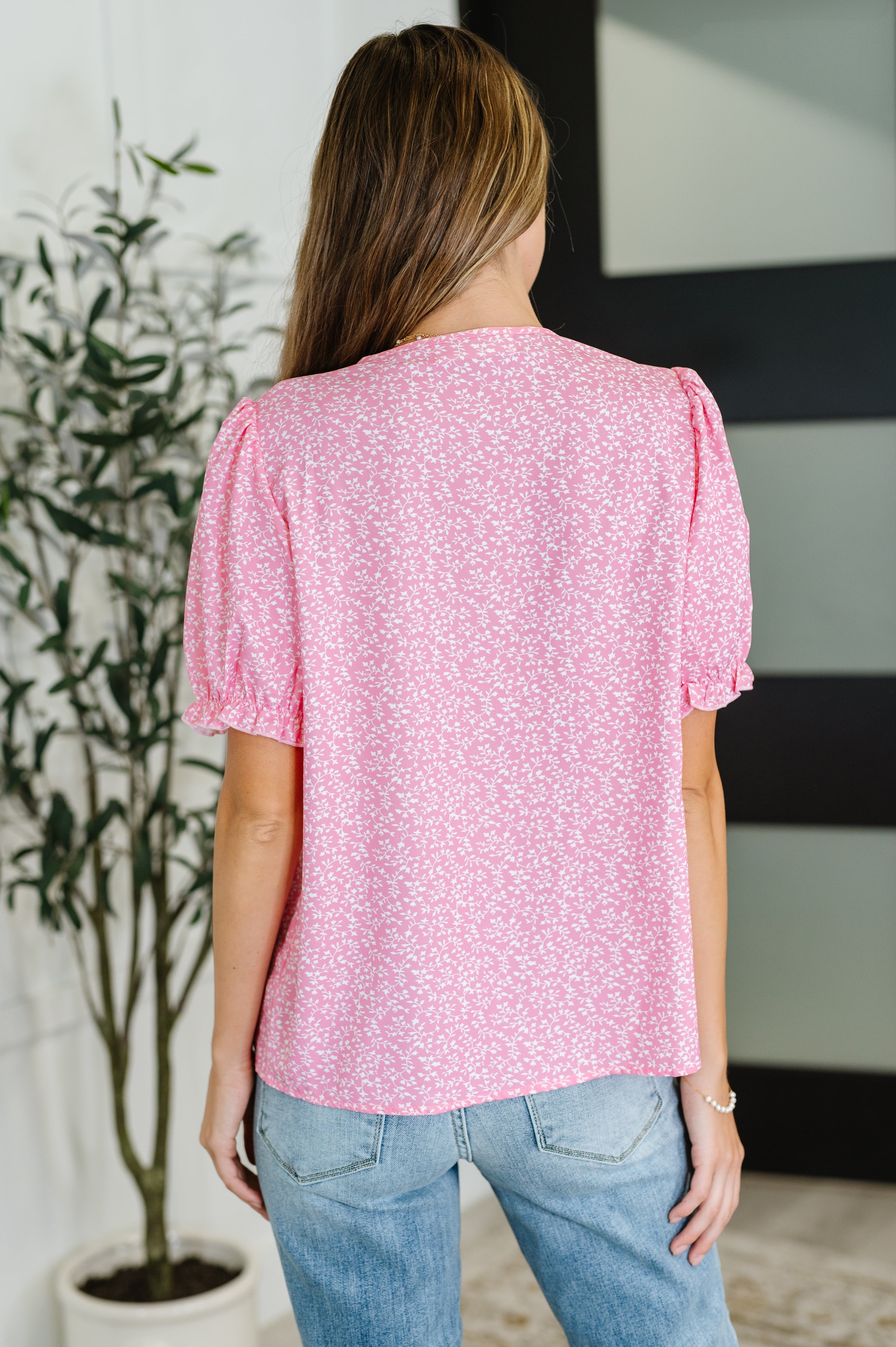 Wander Bloom Embroidered Puff Sleeve Blouse in Pink - Charming Charlie