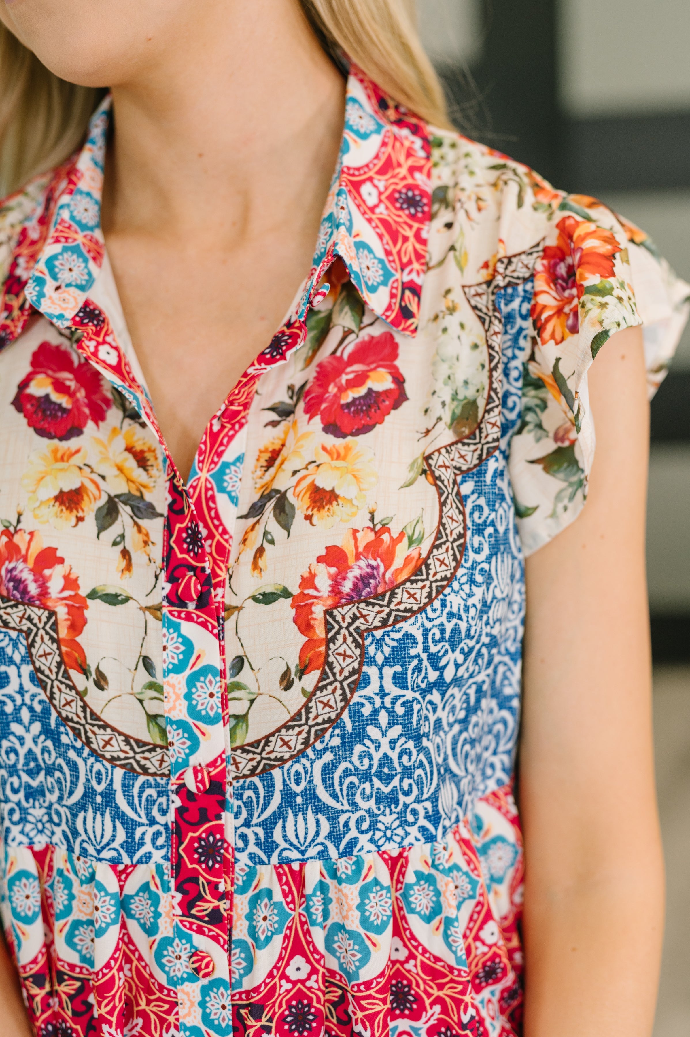 Wanted Whimsy Collared Printed Dress - Charming Charlie