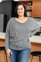 Warm Thoughts Ribbed Top in Charcoal - Charming Charlie