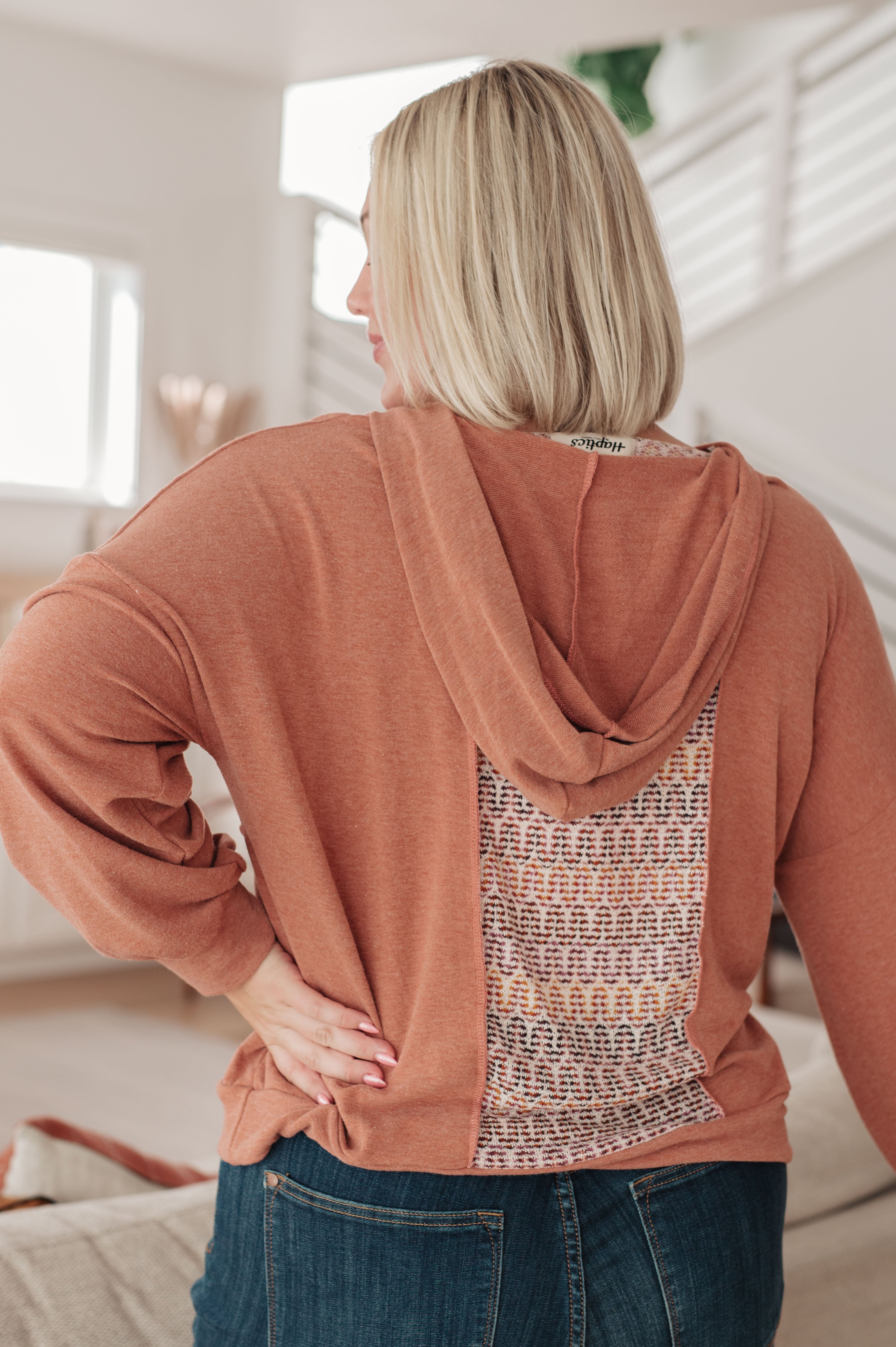 Wave Hello Mixed Print Hoodie - Charming Charlie