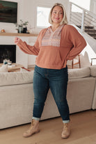 Wave Hello Mixed Print Hoodie - Charming Charlie