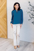 We Believe Keyhole Tie Detail Blouse - Charming Charlie