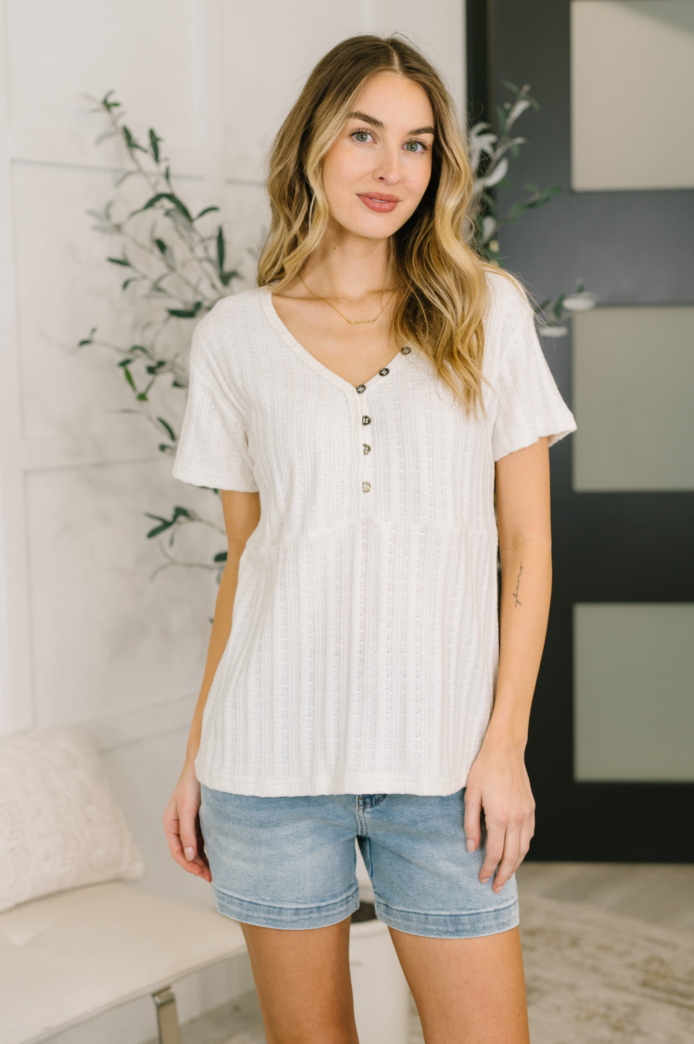 We Should Be Together V-Neck Textured Top - Charming Charlie