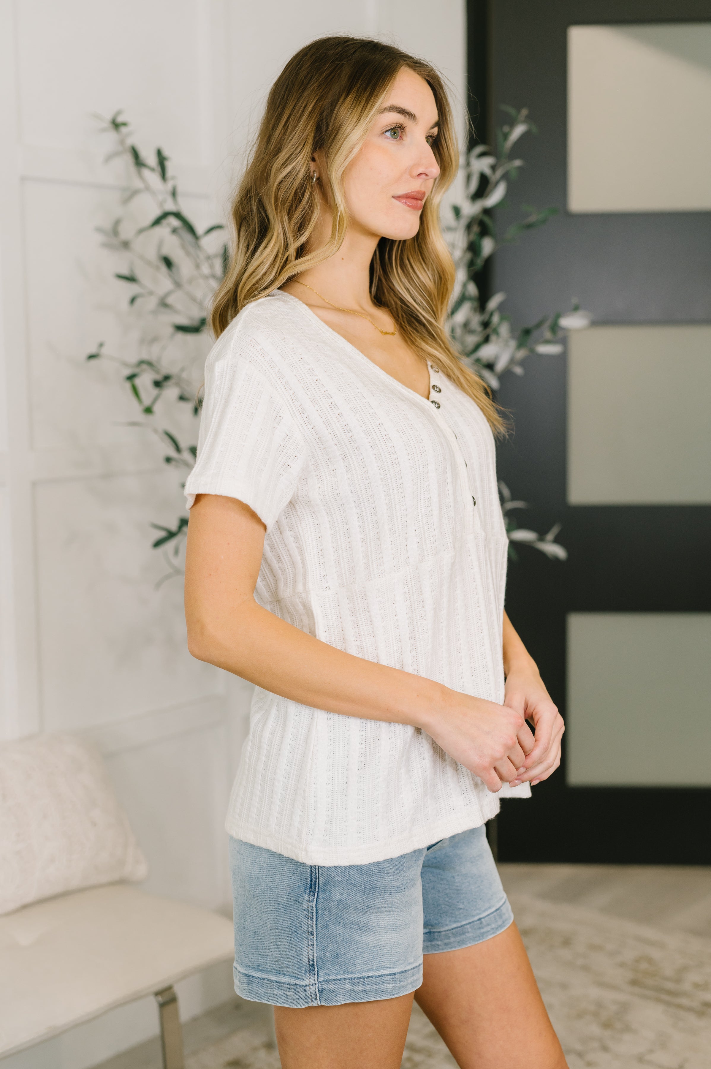 We Should Be Together V-Neck Textured Top - Charming Charlie