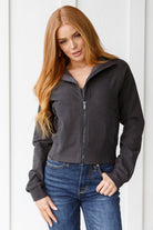 Where Are You Zip Up Jacket in Black - Charming Charlie