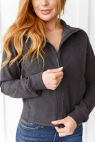 Where Are You Zip Up Jacket in Black - Charming Charlie