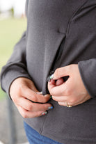 Where Are You Zip Up Jacket in Black - Charming Charlie