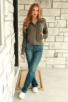 Where Are You Zip Up Jacket in Olive - Charming Charlie