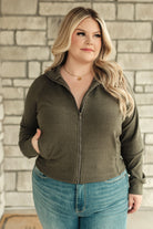 Where Are You Zip Up Jacket in Olive - Charming Charlie