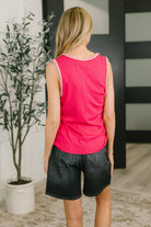 Whisper Trim Detailed V-Neck Tank in Hot Pink - Charming Charlie