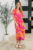 Whispering Willow V-Neck Dress in Fuchsia - Charming Charlie