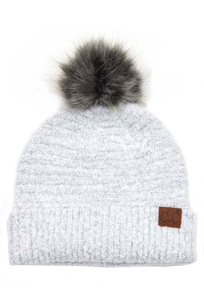 White C C Solid Boucle Yarn Beanie Hat With Pom, wear before going outside or into the cool air to stay warm and toasty with enriched luxe. You’ll want to reach for this toasty beanie to keep you incredibly warm in winter. Accessorize the fun way with this yarn beanie hat with pom. It's the autumnal touch you need to finish your outfit in perfect style. Beautiful winter gift accessory!