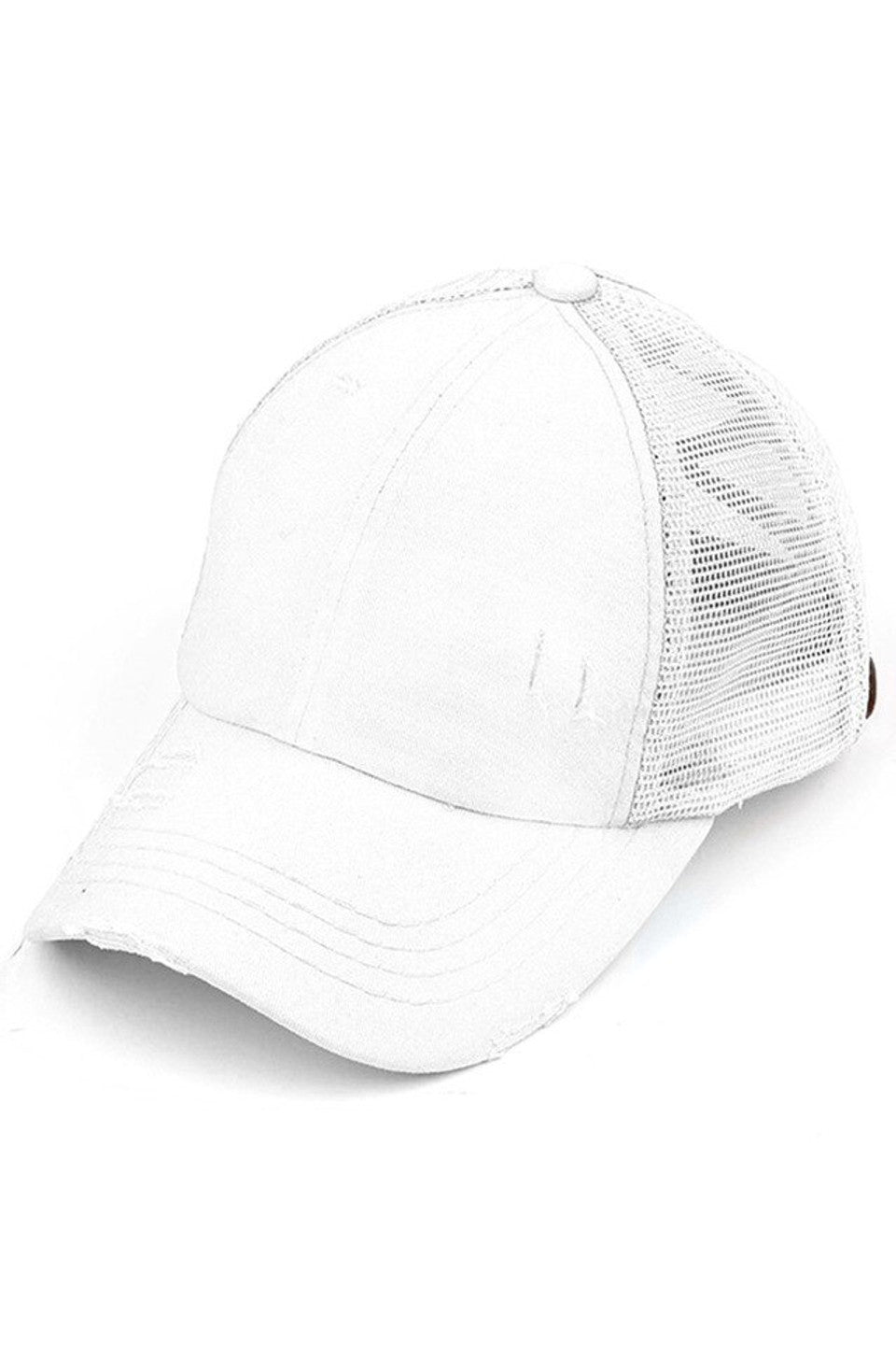 Whie C.C BASEBALL PONYCAP is a stylish and functional cap that combines the classic look of a baseball cap with the convenience of a ponytail holder. Made with high-quality materials and a comfortable fit, this cap is perfect for any outdoor activity. Stay cool and protected with the C.C BASEBALL PONYCAP.