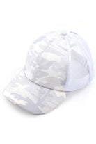 White C.C BASEBALL PONYCAP is the perfect addition to your everyday wardrobe. Made with high-quality materials, it offers both style and comfort. With its adjustable ponytail opening, this cap is perfect for any hair type. Stay fashionable and confident all day long with this must-have accessory.