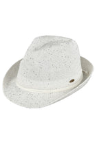 White C.C Band Trim Sparkle Fedora Hat is a stylish and elegant accessory that adds a touch of sparkle to any outfit. Made with high-quality materials, this hat features a trendy band trim and a classic fedora shape. Its versatile design makes it suitable for both casual and formal occasions. Elevate your look with this must-have hat.