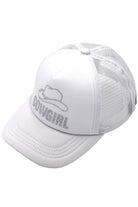 White C.C COW GIRL Rhinestone Trucker Cap features a stylish design and durable construction. With its rhinestone embellishments, this cap adds a touch of sparkle to any outfit. Stay cool and protected from the sun with its trucker-style mesh back. Perfect for any cowgirl or fashionista in need of a chic accessory.