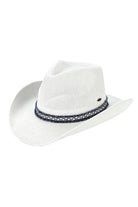White C.C Cowboy Hat With Fringe Trim Bands features stylish fringe trim bands, adding a touch of western flair to any outfit. Made with quality materials, it offers both durability and fashion. Stay on trend and protected from the sun with this must-have accessory for any outdoor enthusiast.