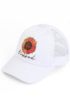 White C.C DAISY PATCH BLESSED PONY CAP is the perfect accessory for any ponytail! With the bonus of a daisy patch, this cap not only keeps you in style but also adds a touch of femininity to your look. Keep your hair out of your face and elevate your outfit with this cap.